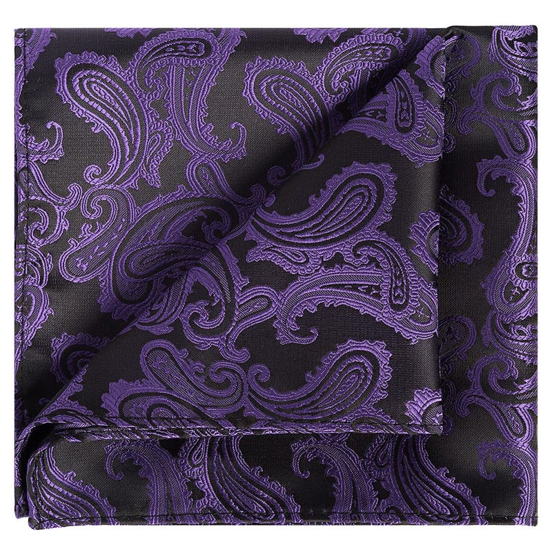 KissTies Royal Purple Extra Long Tie 63'' XL Paisley Necktie And Pocket Square + Gift Box - Image 4